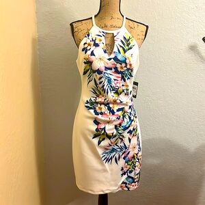 Guess White Floral Halter Dress